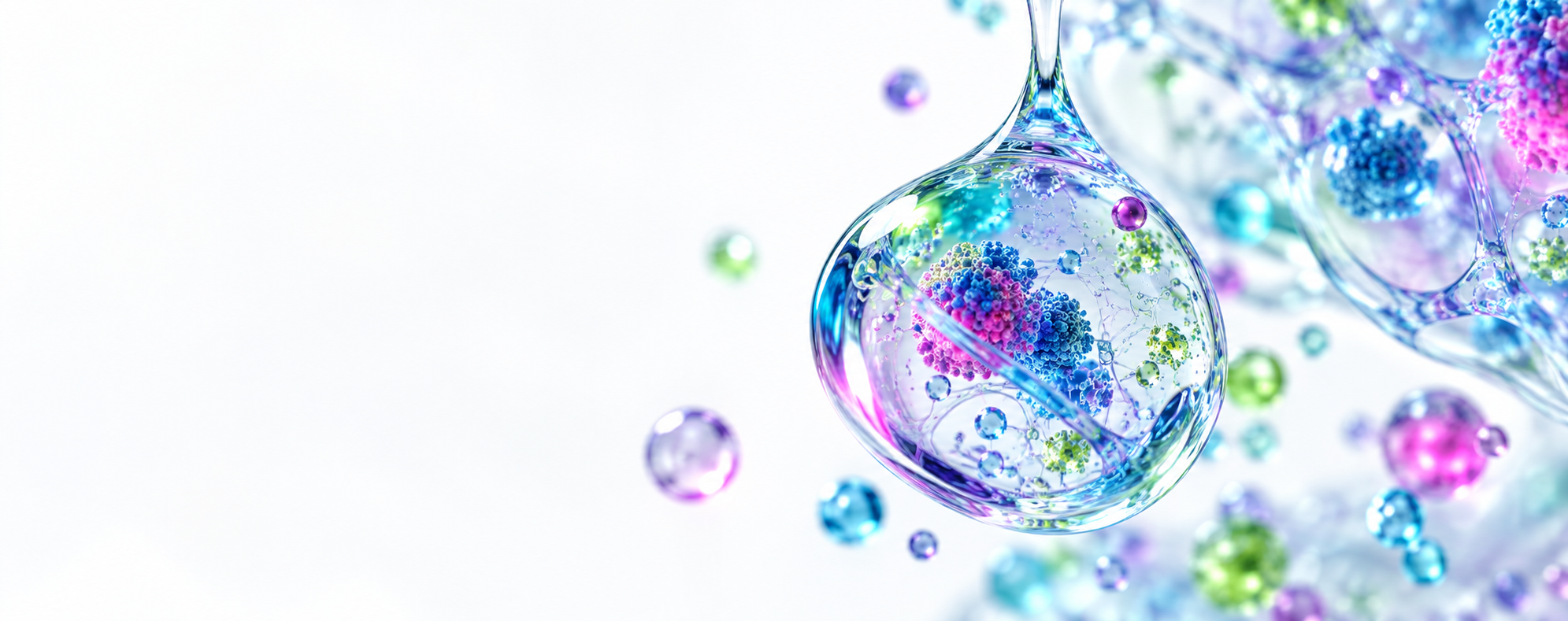 Luminous polymer gel droplet containing molecular structures