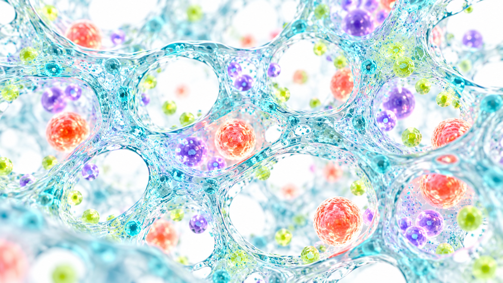 Fluorescent polymer network trapping drug-like particles